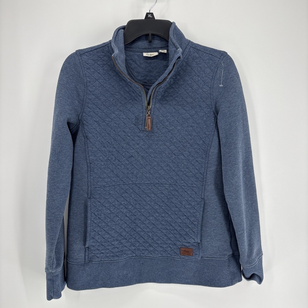 L.L. Bean Quilted Half-Zip Pullover - Denim Blue